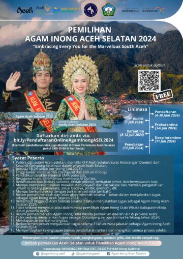 Pendaftaran Agam Inong Duta Wisata Aceh Selatan 2024 Dibuka